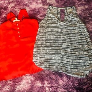 Bundle of TWO small tops- Rose Red and Black & White print sleeveless